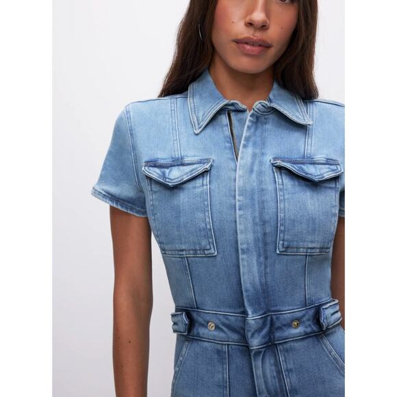 Good American Fit for Success Denim Jumpsuit Blue Wash Size Small NWT Nordstrom - Picture 4 of 16